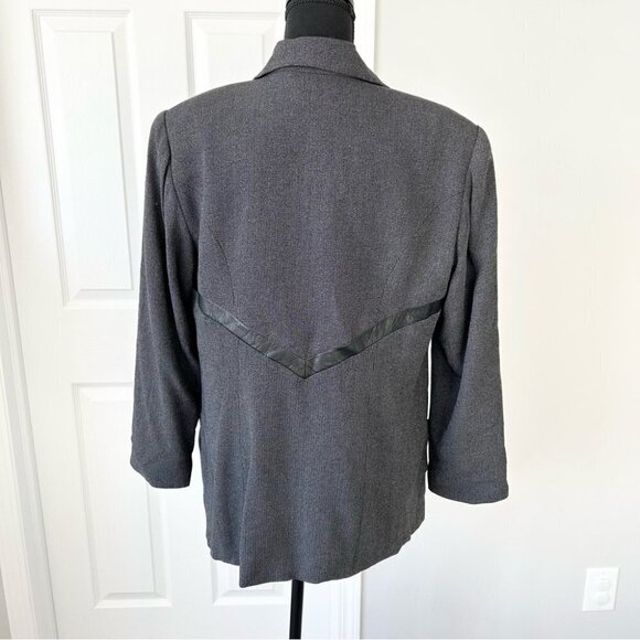 Vintage Jackie K. Wool Blend Leather Trim Blazer Made in Canada - Picture 3 of 15
